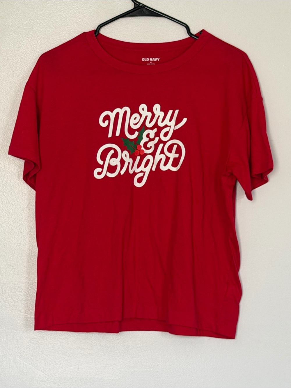 Old Navy Red 'Merry & Bright' Holiday Tee